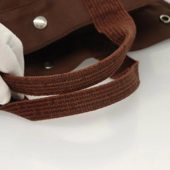 HERMES Her Line MM Tote Bag Canvas Brown Silver Auth - Picture 7 of 16